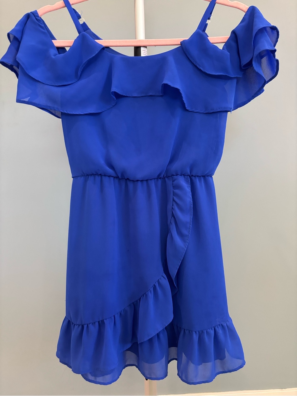 Iz Byer Girls Royal Blue Ruffle Dress
